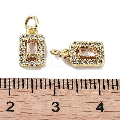 Brass Micro Pave Cubic Zirconia Charms KK-C051-11G-03-1