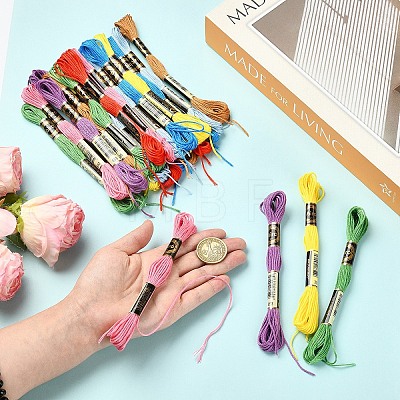 6Bundles Polyester Embroidery Floss OCOR-YW0001-25H-1