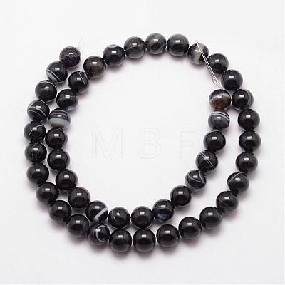 Natural Striped Agate/Banded Agate Bead Strands G-K166-13-10mm-05-1
