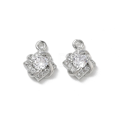 Brass Micro Pave Clear Cubic Zirconia Charms KK-P355-20P-1