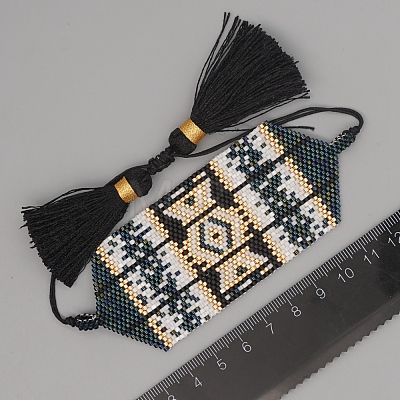 Friendship Rhombus Loom Pattern Miyuki Seed Beads Bracelets for Women BJEW-A121-46-1