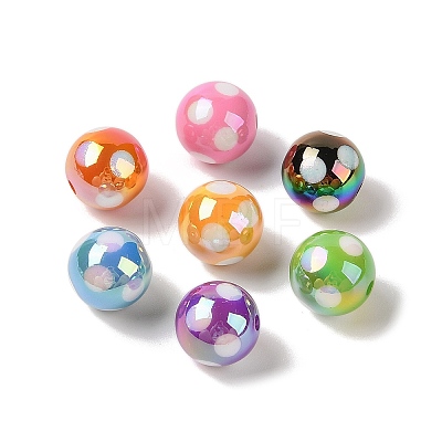 10Pcs UV Plating Colours Acrylic Beads OACR-S146-01E-1