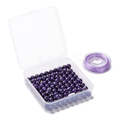 100Pcs 8mm Natural Charoite Round Beads DIY-LS0002-12-1