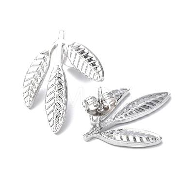 Non-Tarnish 304 Stainless Steel Leaf Stud Earrings for Women EJEW-F300-11P-1