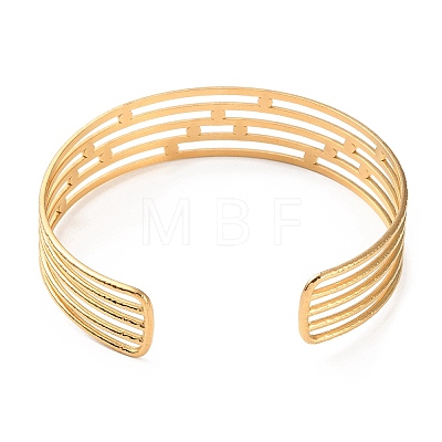 304 Stainless Steel Multi Line Cuff Bangle with Enamel BJEW-F457-30G-1