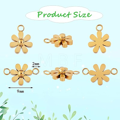 12Pcs 430 Stainless Steel Small Flower Connector Charms & Pendants JX240B-1