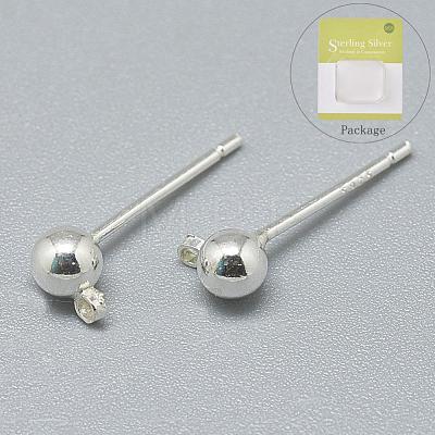 925 Sterling Silver Stud Earring Findings X-STER-T002-205S-1