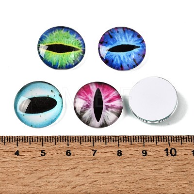 Printed Transparent Glass Cabochons GL-CBAA22A-14-1
