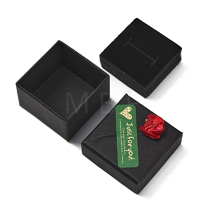 Kraft Paper Gift Boxes with Faux Rose Flower Outside for Ring CON-Z011-01B-01-1