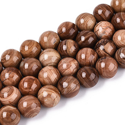 Natural Wood Lace Stone Wooden Jasper Beads Strands G-T143-30A-01-1