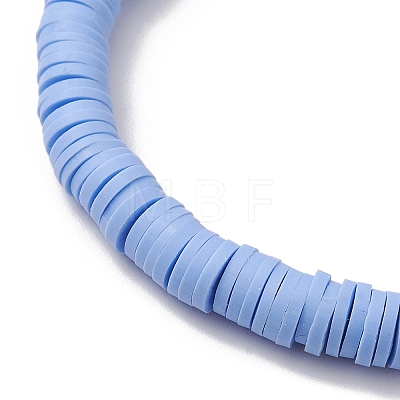 5Pcs 5 Colors Handmade Polymer Clay Disc Beaded Stretch Bracelets BJEW-JB10259-01-1