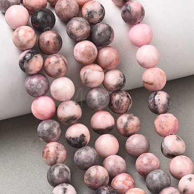 Natural Pink Zebra Jasper Beads Strands X-G-P231-01-8mm-1