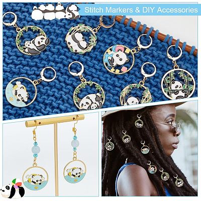 Alloy Enamel Panda Pendant Stitch Markers HJEW-AB00267-1