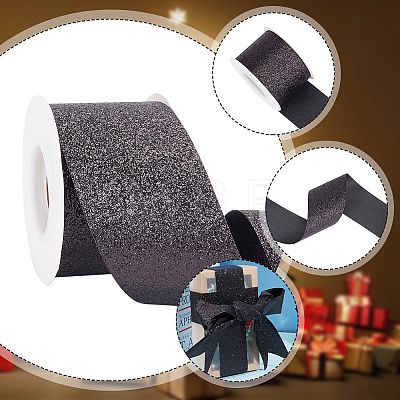 Sparkle Polyester Ribbons SRIB-WH0011-105F-02-1