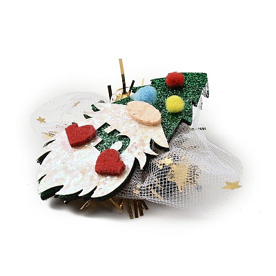 Christmas Theme Glitter Felt Fabric Alligator Hair Clip PHAR-U002-01K-1