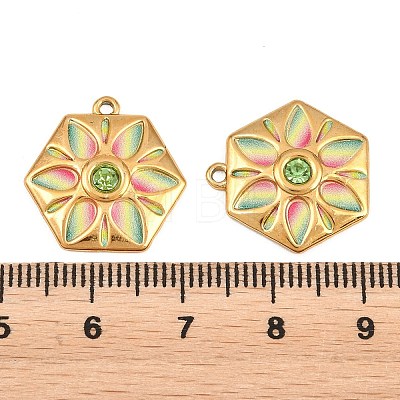 304 Stainless Steel Enamel & Rhinestone Pendants STAS-G398-26G-02-1