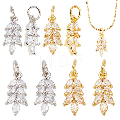 ARRICRAFT 8Pcs 2 Colors Rack Plating Brass Pave Cubic Zirconia Pendants KK-AR0003-85-1