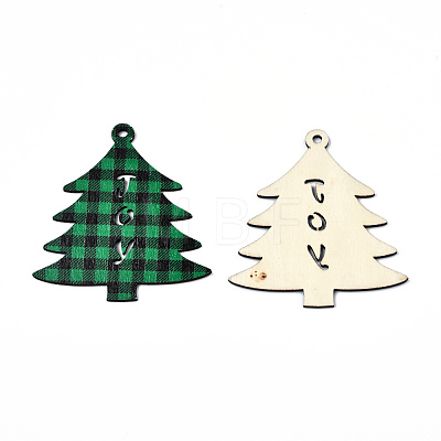 Christmas Theme Single-Sided Printed Wood Big Pendants WOOD-N005-59A-1