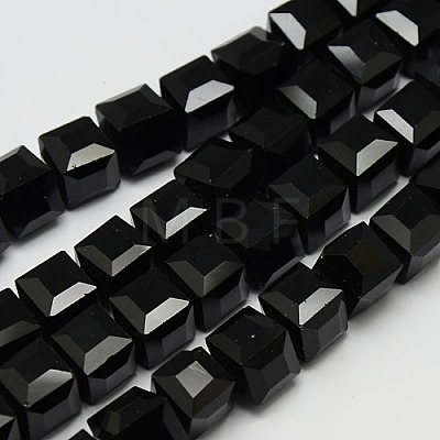 Faceted Cube Shaped Crystal Glass Beads Strands GLAA-F008-F02-1