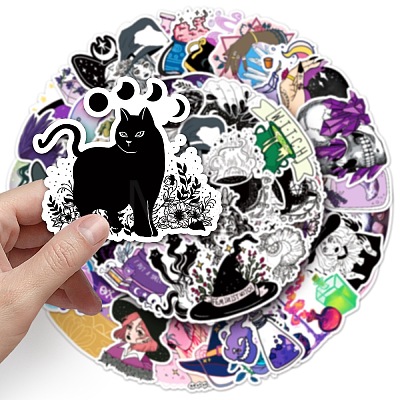 50Pcs Witch PET Waterproof Stickers PW-WG8E80E-01-1