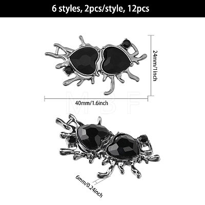 CHGCRAFT 12Pcs 6 Styles Alloy Connector Charms FIND-CA0008-38-1