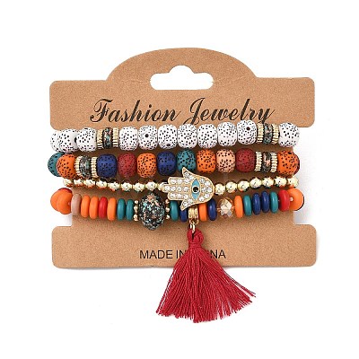 Bohemian Glass Beaded Stretch Bracelet Sets QN1212-7-1