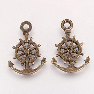 Tibetan Style Alloy Anchor with Helm Pendants X-PALLOY-2730-AB-FF-1