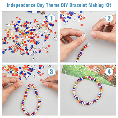 SUPERFINDINGS Independence Day Theme DIY Bracelet Making Kit DIY-FH0006-53-1