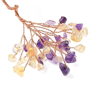 Natural Citrine & Amethyst Chips Tree Decorations DJEW-S001-01E-1