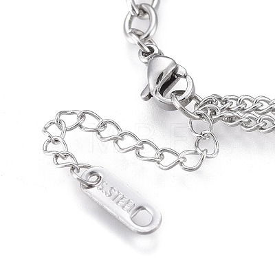 304 Stainless Steel Charm Bracelets BJEW-K219-02P-1