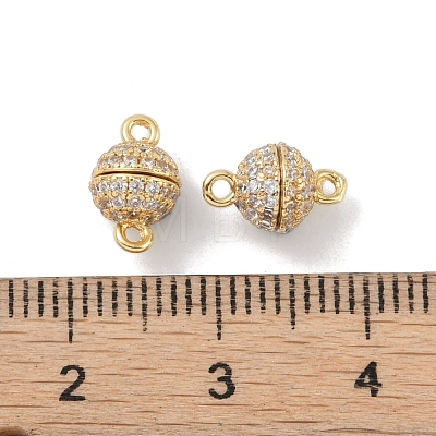 Rack Plating Brass Micro Pave Cubic Zirconia Magnetic Clasps with Loops KK-A224-11G-1