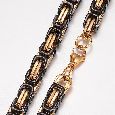 201 Stainless Steel Byzantine Chain Necklaces NJEW-K062-01C4-8mm-1