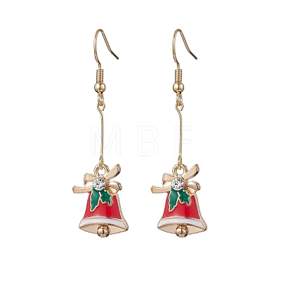 Christmas Bell Alloy Enamel Pendant Necklace & Dangle Earrings Sets SJEW-JS01344-1