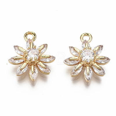 Brass Micro Pave Clear Cubic Zirconia Charms KK-S360-046-NF-1