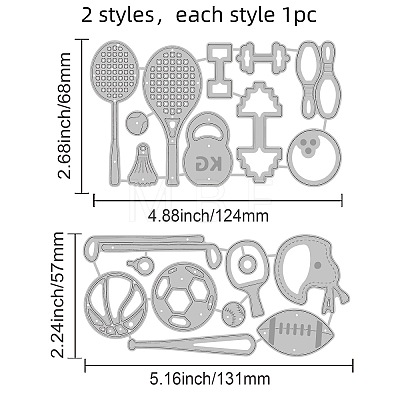 2Pcs 2 styles Carbon Steel Cutting Dies Stencils DIY-WH0309-583-1