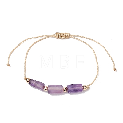 Natural Mixed Gemstone Colunm Braided Bead Bracelet BJEW-JB09761-1