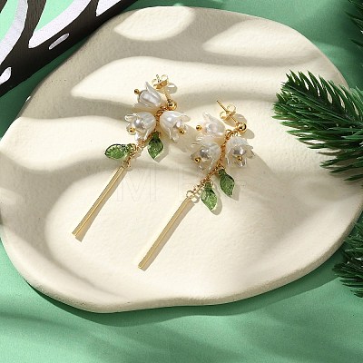 Plastic with Brass Dangle Stud Earrings for Women EJEW-TA00575-1