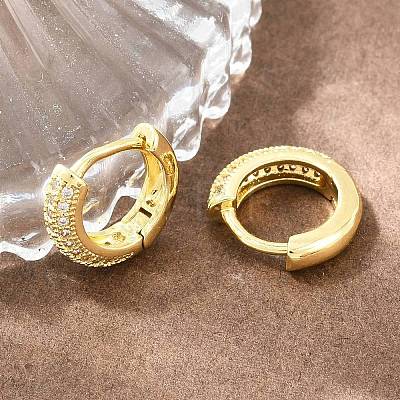 Brass Micro Pave Cubic Zirconia Hoop Earrings KK-CBAD104-04G-C-1