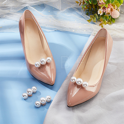 Alloy with Plastic Imitation Pearl Shoe Decorations FIND-WH0126-170KCG-1