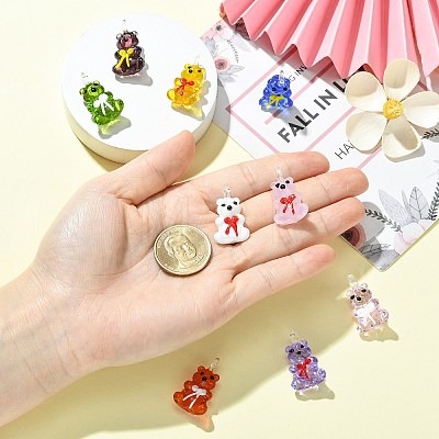 9Pcs 9 Colors Handmade Lampwork Pendants LAMP-CJ0002-64-1
