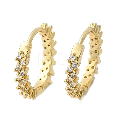Brass Micro Pave Clear Cubic Zirconia Huggie Hoop Earrings LS-EJEW-L231-44G-1