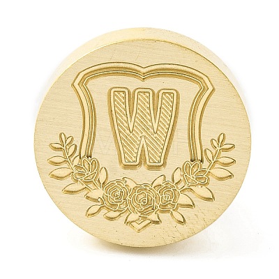 Golden Tone Round Wax Seal Brass Stamp Heads AJEW-Z034-02G-W-1