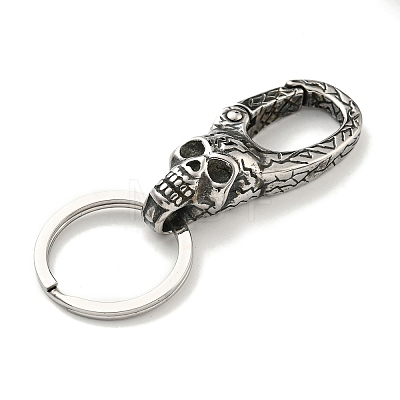 Tibetan Style 316 Surgical Stainless Steel Fittings with 304 Stainless Steel Key Ring FIND-Q101-08AS-01-1