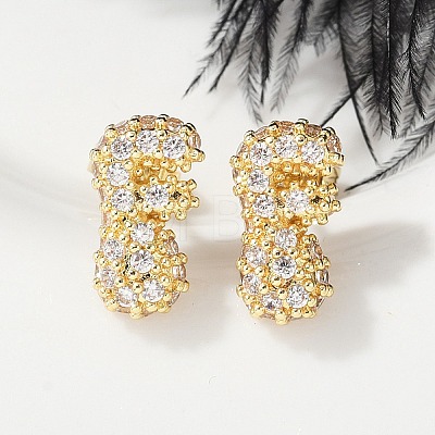 Brass Micro Pave Cubic Zirconia Stud Earrings EJEW-Z091-04G-F-1