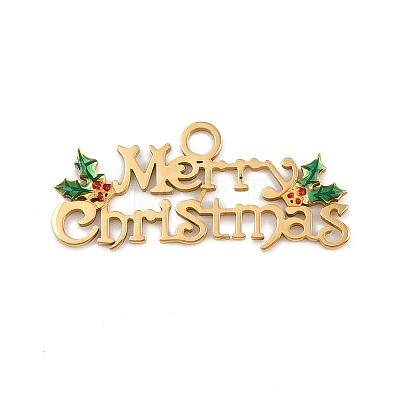 304 Stainless Steel Enamel Christmas Theme Charms STAS-G359-01G-01-1