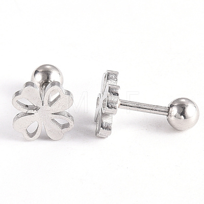 Tarnish Resistant 201 Stainless Steel Barbell Cartilage Earrings EJEW-R147-12-1