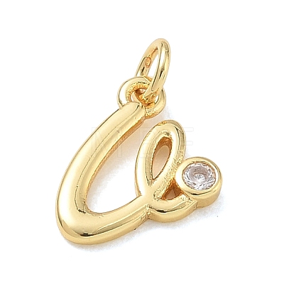 Brass Micro Pave Clear Cubic Zirconia Charms KK-D289-66G-V-1