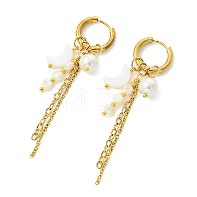 Natural Freshwater Shell Hoop Earrings EJEW-JE07145-02-1