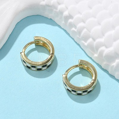 Tartan Pattern Enamel Chunky Hinged Huggie Hoop Earrings for Women EJEW-P196-22G-01-1