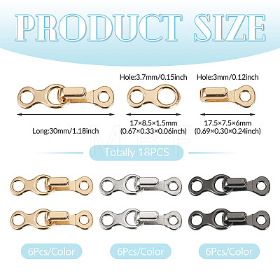 18Pcs 3 Colors Alloy Adjustable Jean Hook and Eye Hook FIND-TA0010-76-1
